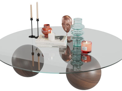 现代玻璃茶几3d模型 现代玻璃茶几