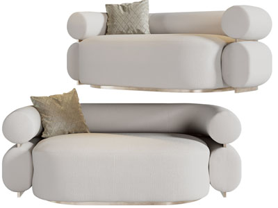 侘寂风单人沙发3d模型 侘寂风单人沙发