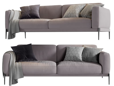 现代布艺双人沙发3d模型 现代布艺双人沙发