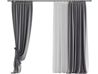 现代布艺窗帘窗纱3d模型 现代布艺窗帘窗纱