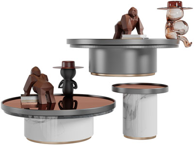 现代圆形茶几3d模型 现代圆形茶几