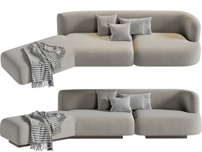 侘寂风多人沙发3d模型 侘寂风多人沙发