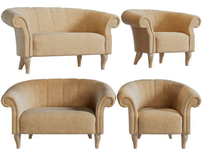 简欧单人沙发3d模型 简欧单人沙发