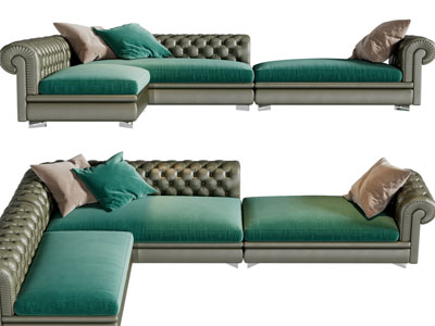 欧式转角多人沙发3d模型 欧式转角多人沙发