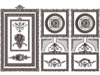 法式雕花边框、灯盘