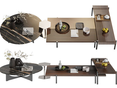 现代圆形、长方形茶几3d模型 现代圆形、长方形茶几