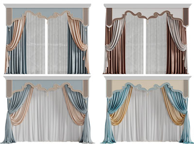 民族风窗帘窗纱3d模型 民族风窗帘窗纱