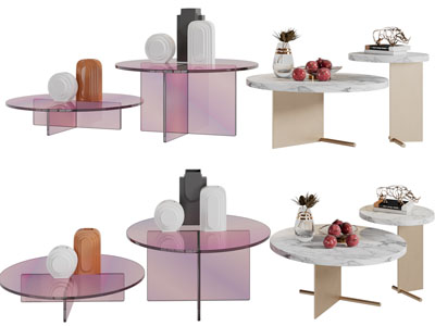 现代彩色玻璃茶几3d模型 现代彩色玻璃茶几