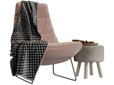 现代休闲椅子、边几