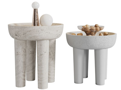 侘寂风茶几、边几3d模型 侘寂风茶几、边几