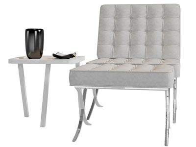 现代休闲椅子、脚踏和边几