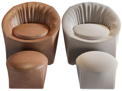 现代单人沙发、脚踏3d模型 现代单人沙发、脚踏