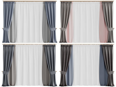 现代窗帘窗纱3d模型 现代窗帘窗纱