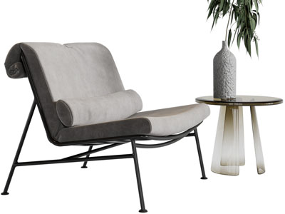 现代休闲椅子、边几