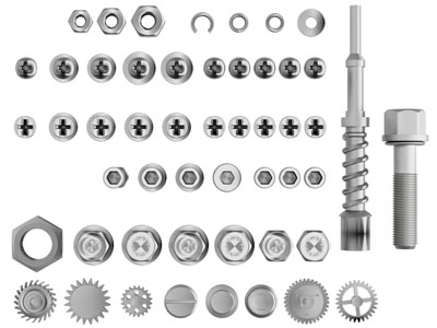 现在螺丝钉、螺帽五金工具3d模型 现在螺丝钉、螺帽五金工具