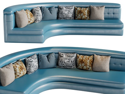 现代卡座多人沙发3d模型 现代卡座多人沙发