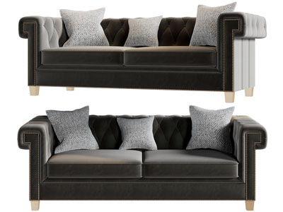 美式布艺软包靠背的双人沙发3d模型 美式布艺软包靠背的双人沙发