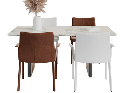 现代长方形餐桌椅组合