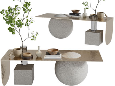 侘寂风茶几3d模型 侘寂风茶几