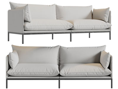 现代布艺双人沙发3d模型 现代布艺双人沙发