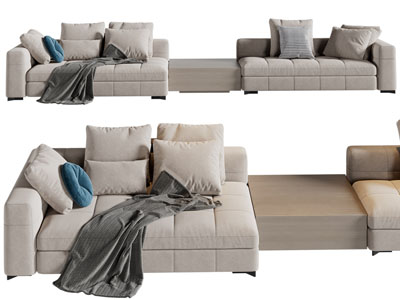 现代布艺转角多人沙发3d模型 现代布艺转角多人沙发