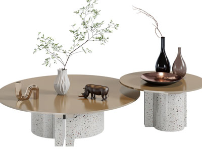 现代圆形茶几3d模型 现代圆形茶几