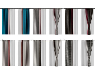 现代布艺窗帘窗纱3d模型 现代布艺窗帘窗纱