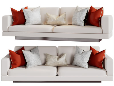 现代布艺双人沙发3d模型 现代布艺双人沙发