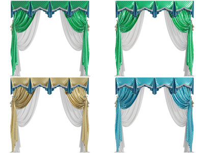 欧式布艺窗帘窗纱3d模型 欧式布艺窗帘窗纱