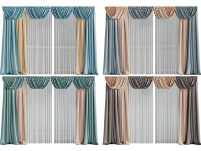 现代布艺窗帘窗纱3d模型 现代布艺窗帘窗纱