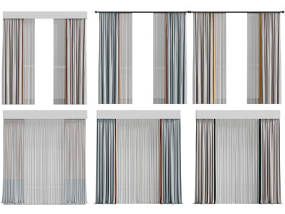 现代布艺窗帘窗纱3d模型 现代布艺窗帘窗纱