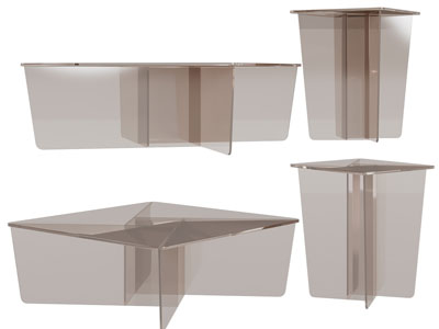 后现代透明茶几3d模型 后现代透明茶几