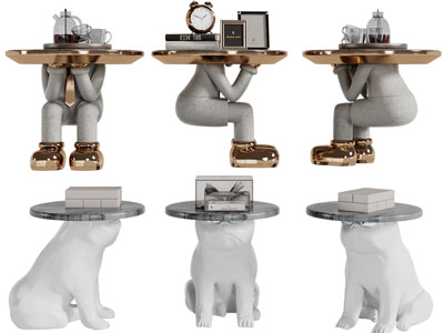 现代个性雕塑边几角几3d模型 现代个性雕塑边几角几