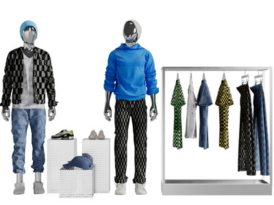 现代服装模特、衣架3d模型 现代服装模特、衣架
