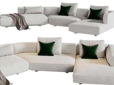 现代布艺转角多人沙发3d模型 现代布艺转角多人沙发