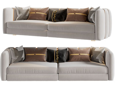 现代布艺多人沙发3d模型 现代布艺多人沙发