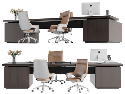 现代老板台、办公桌椅组合