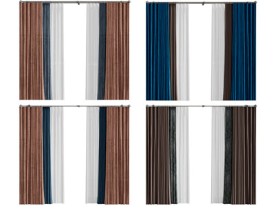 现代布艺窗帘窗纱3d模型 现代布艺窗帘窗纱