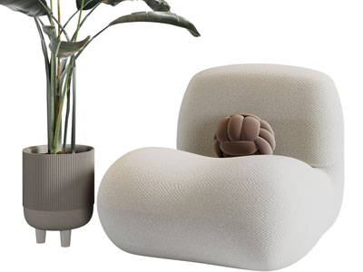 侘寂风单人沙发3d模型 侘寂风单人沙发