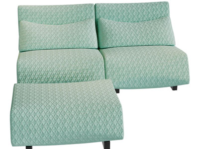 现代双人沙发、脚踏3d模型 现代双人沙发、脚踏