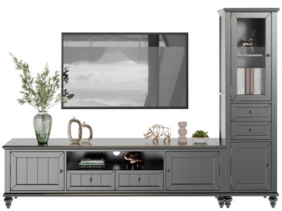 美式电视柜、电视机