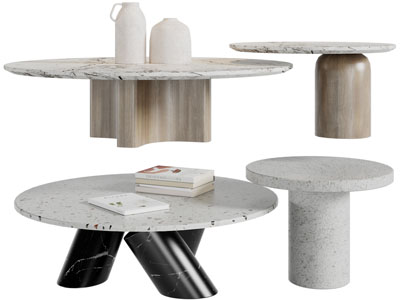 侘寂风茶几3d模型 侘寂风茶几