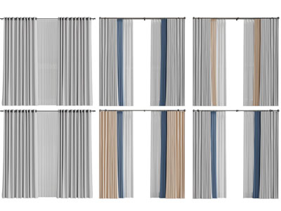 现代布艺窗帘窗纱3d模型 现代布艺窗帘窗纱