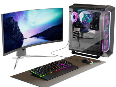 现代电脑、主机和键盘