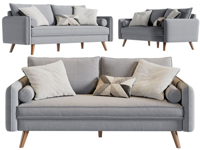 现代双人沙发3d模型 现代双人沙发