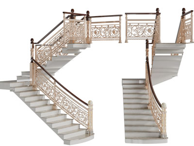 欧式雕花栏杆旋转楼梯3d模型 欧式雕花栏杆旋转楼梯