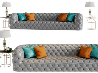 简欧软包多人沙发3d模型 简欧软包多人沙发