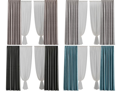 现代窗帘窗纱3d模型 现代窗帘窗纱