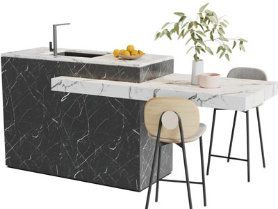 现代水吧台、吧椅