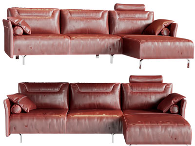 现代皮革转角多人沙发3d模型 现代皮革转角多人沙发